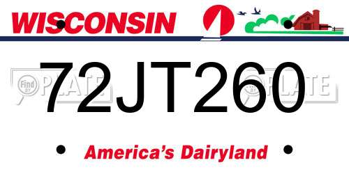 72JT260 Wisconsin License Plate