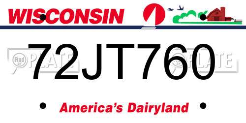 72JT760 Wisconsin License Plate