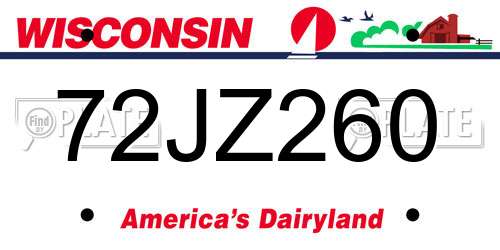 72JZ260 Wisconsin License Plate