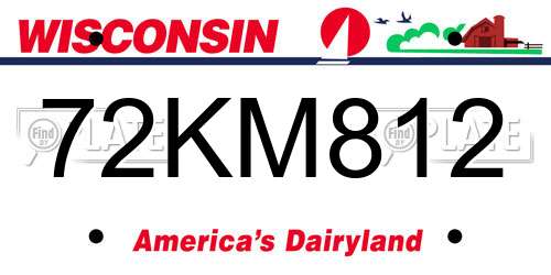 72KM812 Wisconsin License Plate
