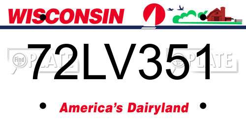 72LV351 Wisconsin License Plate