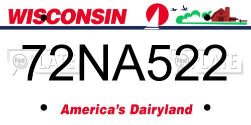 72NA522 Wisconsin License Plate