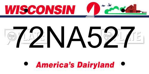 72NA527 Wisconsin License Plate