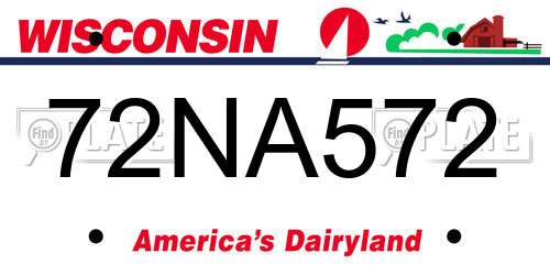 72NA572 Wisconsin License Plate
