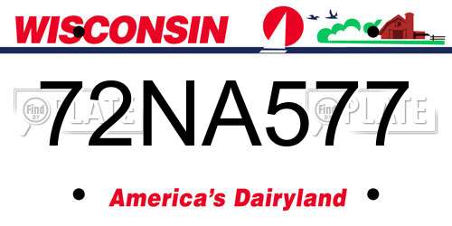 72NA577 Wisconsin License Plate