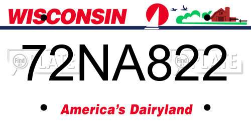 72NA822 Wisconsin License Plate