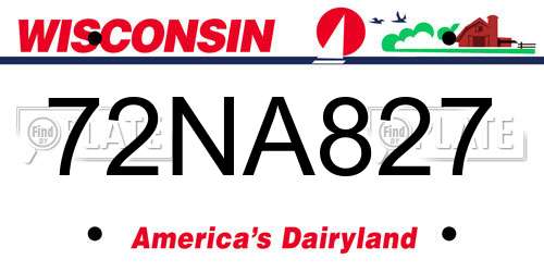 72NA827 Wisconsin License Plate