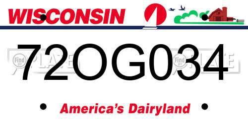 72OG034 Wisconsin License Plate