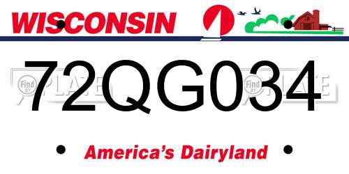 72QG034 Wisconsin License Plate