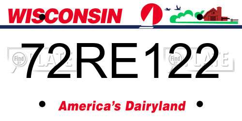 72RE122 Wisconsin License Plate