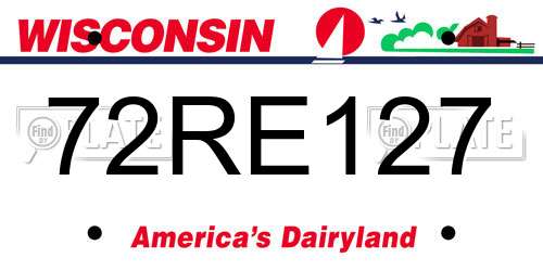 72RE127 Wisconsin License Plate