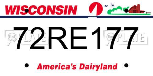 72RE177 Wisconsin License Plate