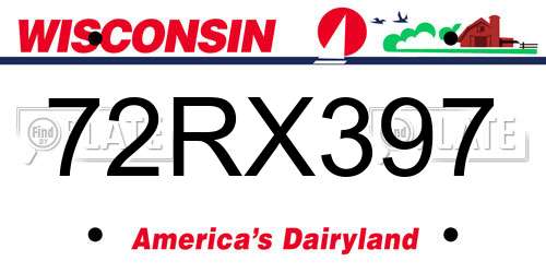 72RX397 Wisconsin License Plate