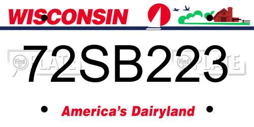 72SB223 Wisconsin License Plate