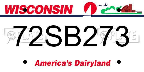 72SB273 Wisconsin License Plate