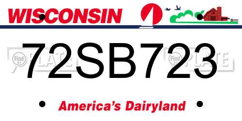 72SB723 Wisconsin License Plate