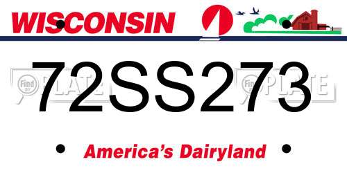 72SS273 Wisconsin License Plate