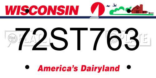 72ST763 Wisconsin License Plate