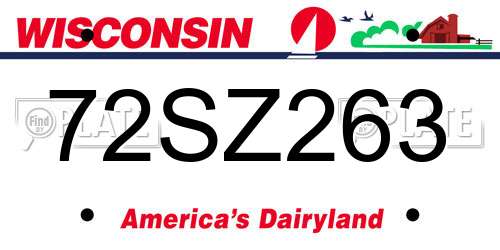 72SZ263 Wisconsin License Plate