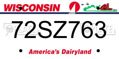 72SZ763 Wisconsin License Plate