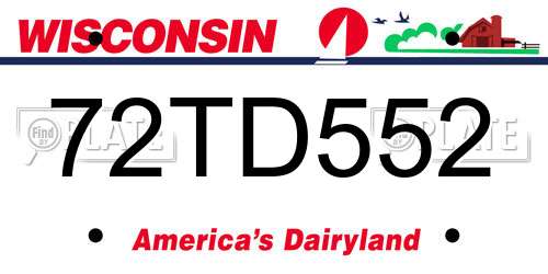 72TD552 Wisconsin License Plate