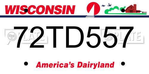 72TD557 Wisconsin License Plate
