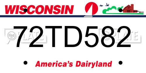 72TD582 Wisconsin License Plate