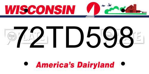 72TD598 Wisconsin License Plate