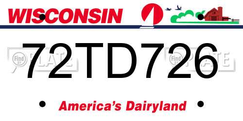 72TD726 Wisconsin License Plate