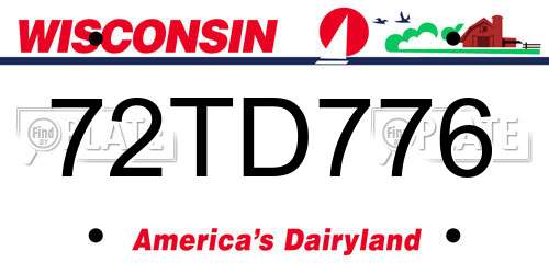 72TD776 Wisconsin License Plate