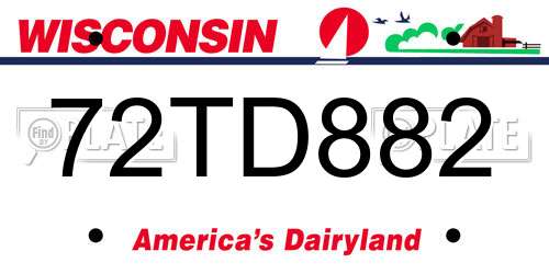 72TD882 Wisconsin License Plate