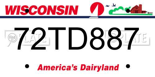 72TD887 Wisconsin License Plate