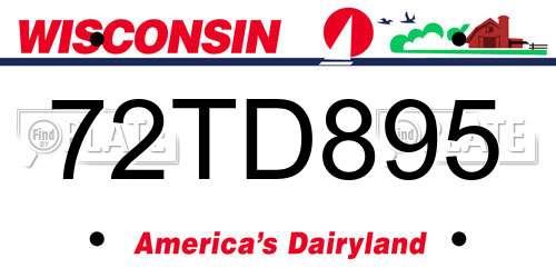 72TD895 Wisconsin License Plate
