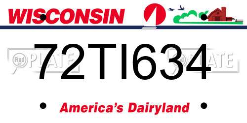 72TI634 Wisconsin License Plate