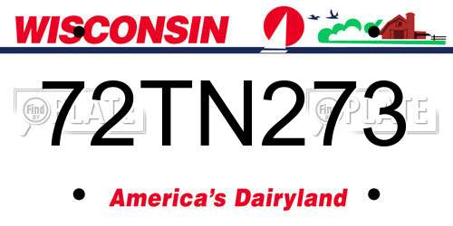 72TN273 Wisconsin License Plate