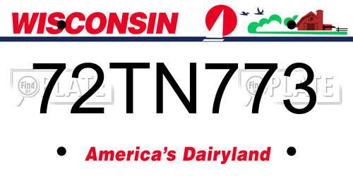 72TN773 Wisconsin License Plate