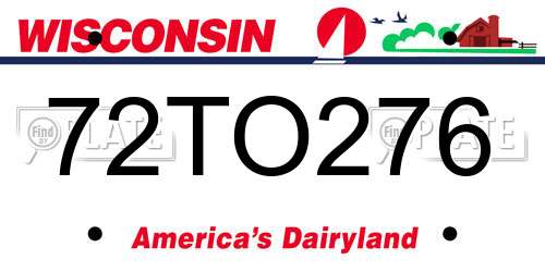 72TO276 Wisconsin License Plate