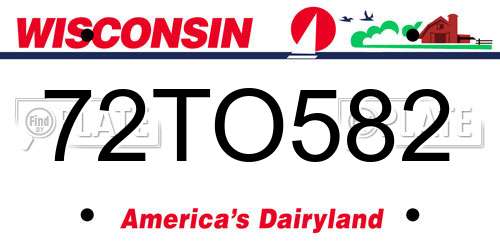 72TO582 Wisconsin License Plate