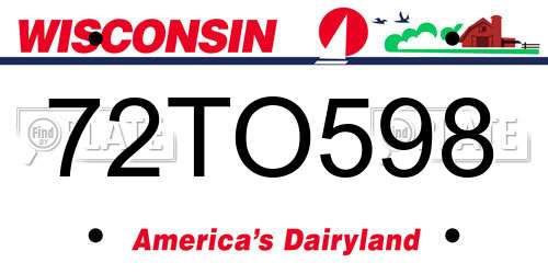 72TO598 Wisconsin License Plate