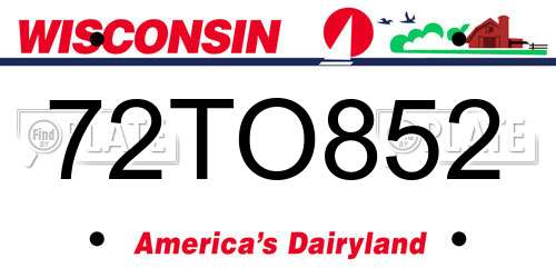 72TO852 Wisconsin License Plate