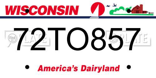 72TO857 Wisconsin License Plate