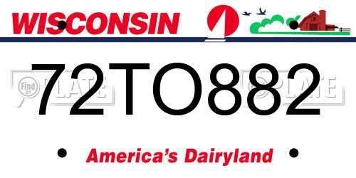 72TO882 Wisconsin License Plate