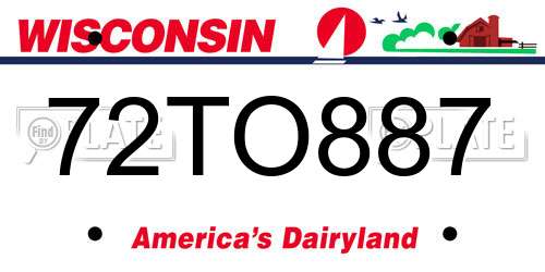 72TO887 Wisconsin License Plate