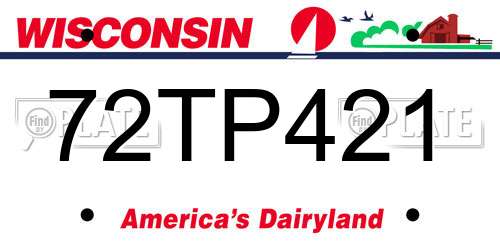 72TP421 Wisconsin License Plate