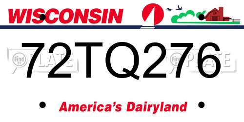 72TQ276 Wisconsin License Plate
