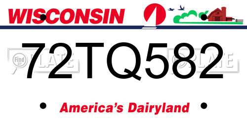 72TQ582 Wisconsin License Plate