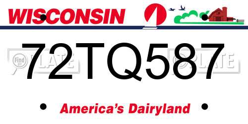 72TQ587 Wisconsin License Plate