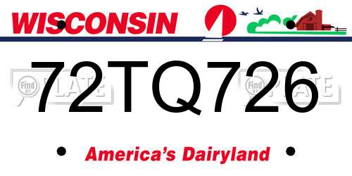 72TQ726 Wisconsin License Plate