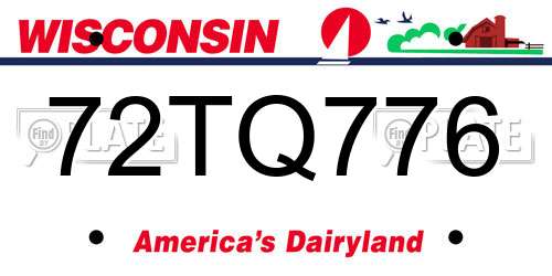 72TQ776 Wisconsin License Plate