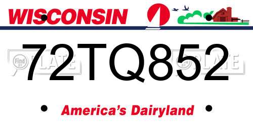 72TQ852 Wisconsin License Plate